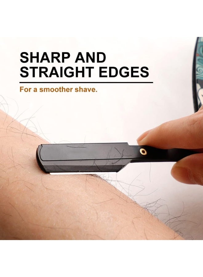 GNAFOTU Professional Straight Edge Razor with 10 Single Straight Razor Blades-Barber Straight Razor-Close Shaving Men's Manual Shaver-Disposable Straight Razor Blades-Straight Razor Kit - Image 4